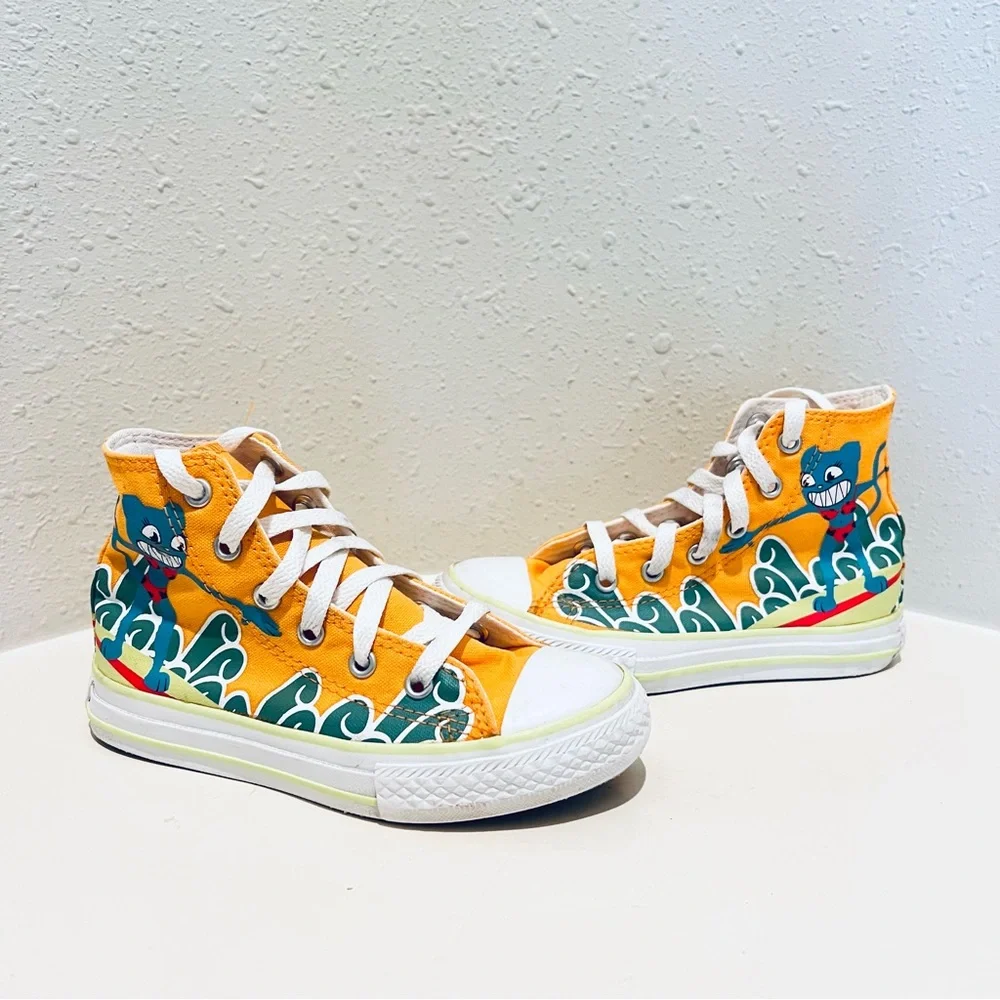 Converse Kids Custom Rare Unisex Hi Top Yellow Sneakers Size 12